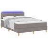 vidaXL LED Box Spring Bed met matras met LED Taupe 140 x 200 cm Stof
