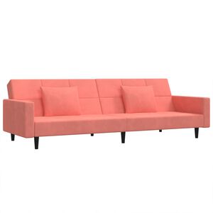 vidaXL Slaapbank 2-zits met 2 kussens fluweel roze