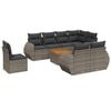 vidaXL 9-delige Loungeset met kussens poly rattan grijs