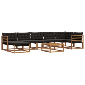 vidaXL Buiten bankenset 22 pcs Natuurlijk en Zwart Massief Acaciahout