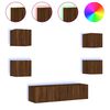 vidaXL 6-delige Tv-wandmeubelset met LED bewerkt hout bruineikenkleur
