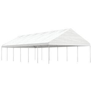 vidaXL Prieel met dak 13,38x5,88x3,75 m polyetheen wit