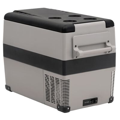 vidaXL Koelbox met handvat en adapter 35 L PP & PE zwart en grijs