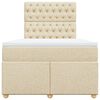 vidaXL Boxspring met matras stof crèmekleurig 120x190 cm