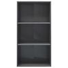 vidaXL Boekenkast 3 schappen 60x30x114 cm bewerkt hout hoogglans grijs