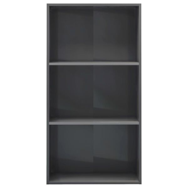 vidaXL Boekenkast 3 schappen 60x30x114 cm bewerkt hout hoogglans grijs
