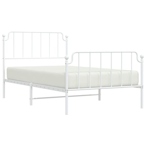 vidaXL Bedframe met hoofd- en voeteneinde&nbsp;metaal wit 107x203 cm