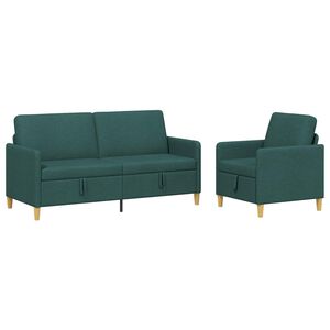 vidaXL Bankenset met opbergruimte 2 st Donkergroen Polyester