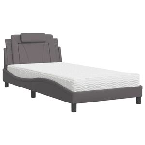 vidaXL Bed "Viana" met matras kunstleer grijs 100x200 cm