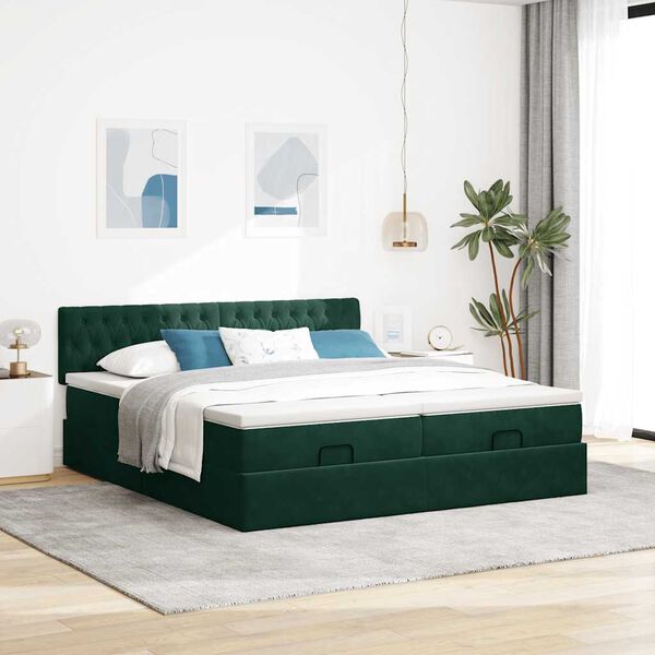 vidaXL Ottoman bed met matrassen en LED's 200x200cm fluweel