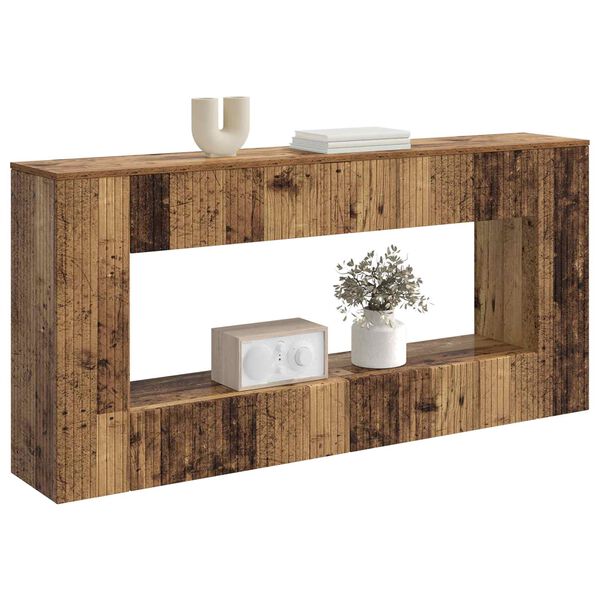 vidaXL Wandtafel Gestreept Oudhout 155 x 29 x 74 cm Geconstrueerd hout
