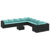 vidaXL 11-delige Loungeset met kussens poly rattan zwart