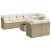 vidaXL 9-delige Loungeset met kussens poly rattan beige