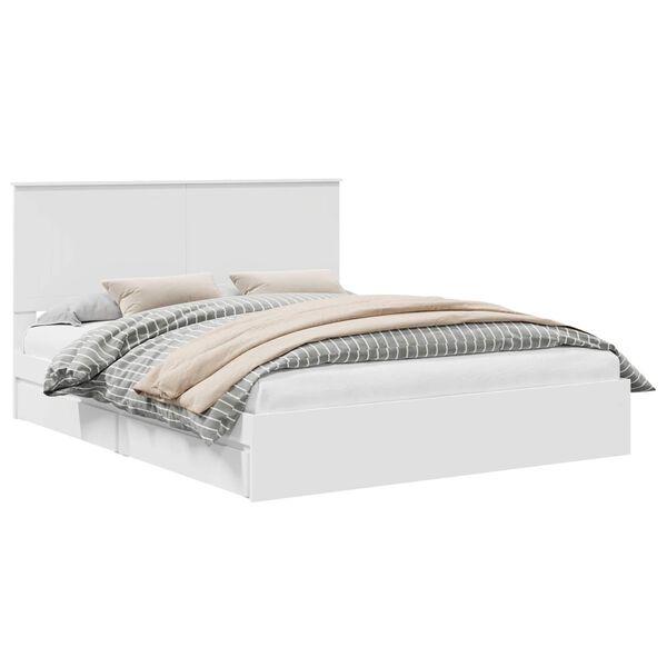 vidaXL Opslag bed met hoofdeinde Wit 160 x 200 cm Bewerkt hout