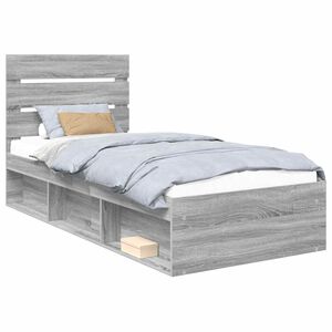 vidaXL Bedframe Grijs Sonoma 90 x 190 cm Massief grenenhout
