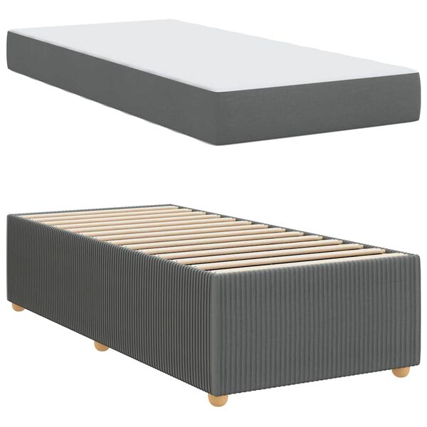 vidaXL Bedframe met matras Donkergrijs 100 x 200 cm Stof
