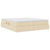 vidaXL Opbergbed met matras met matras Cr&egrave;me 200 x 200 cm Polyester