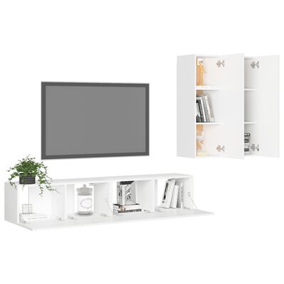 vidaXL 4-delige Tv-meubelset spaanplaat wit