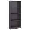 vidaXL Boekenkast 4 schappen 60x24x142 cm bewerkt hout hoogglans grijs
