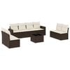 vidaXL 9-delige Loungeset met kussens poly rattan bruin