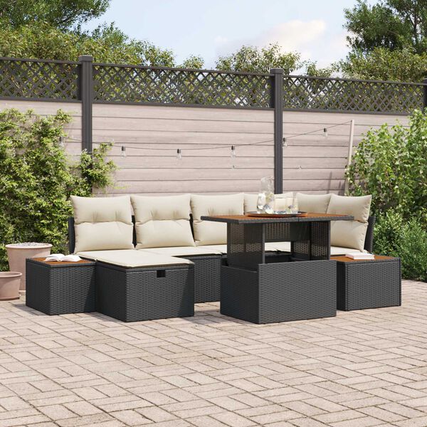 vidaXL Tuin Sofa Set 7 pcs Zwart poly rattan