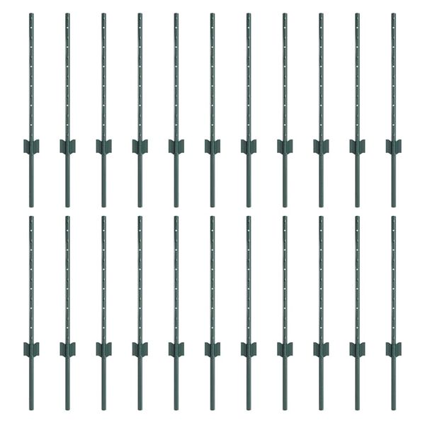 vidaXL Hekpalen 22 pcs Groen 100 cm Staal