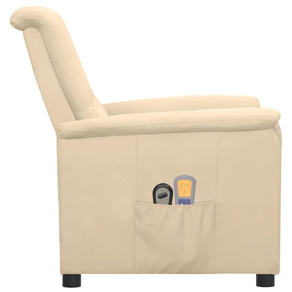 vidaXL Massagestoel elektrisch stof crèmekleurig