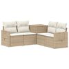 vidaXL Bankstel 5 st Beige en Cr&egrave;me Wit Poly Rattan en Staal