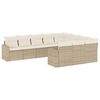 vidaXL 10-delige Loungeset met kussens poly rattan beige