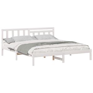 vidaXL Bedframe met hoofdeinde Wit 200 x 200 cm Massief grenenhout