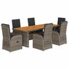 vidaXL 7-delige Tuinset met kussens poly rattan grijs