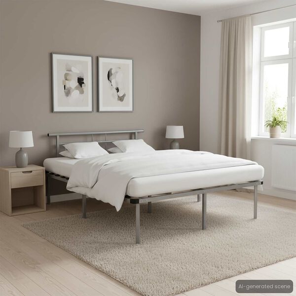 vidaXL Bedframe zonder matras metaal grijs 140x200 cm