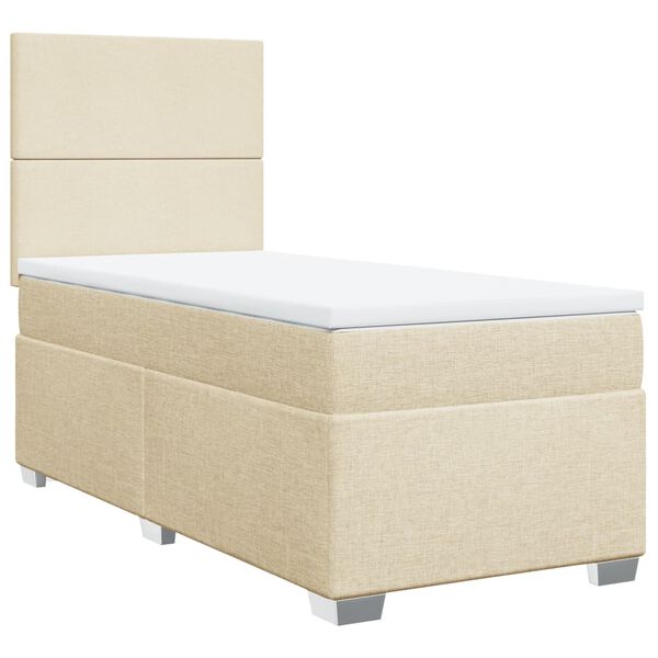 vidaXL Boxspring met matras stof cr&egrave;mekleurig 100x200 cm