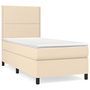 vidaXL Boxspring met matras stof cr&egrave;mekleurig 90x190 cm
