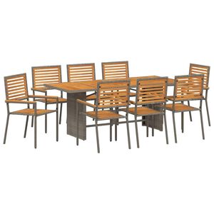 vidaXL Tuin eettafelset 9 st Grijs en Bruin poly rattan
