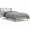 vidaXL Bedframe bewerkt hout en metaal sonoma eikenkleurig 100x200 cm