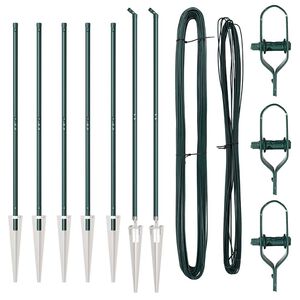 vidaXL Afrasteringspaal 7 pcs Groen Staal