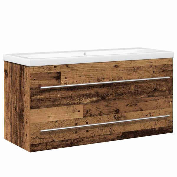 vidaXL Badkamertenk te kast met lade 2 pcs Oud Hout 100 x 38,5 x 48 cm