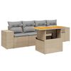 vidaXL 5-delige Loungeset met kussens poly rattan beige