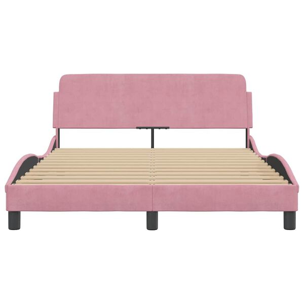 vidaXL Bedframe met hoofdeinde "Dover" 120x200 cm fluweel roze