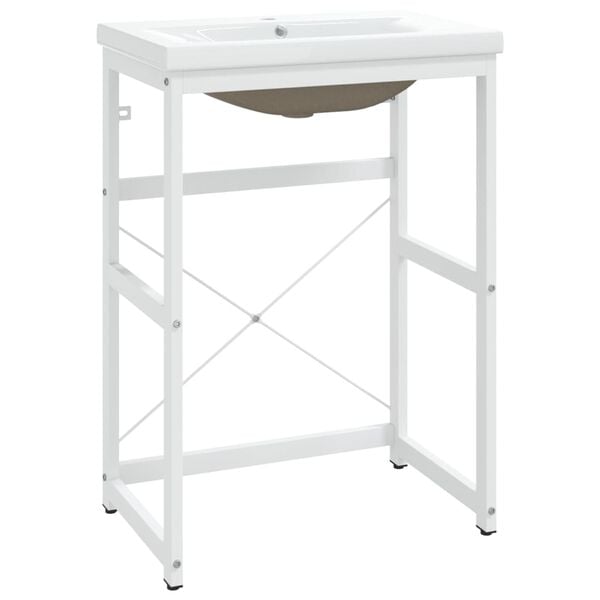 vidaXL Wastafelframe met inbouwwastafel ijzer wit