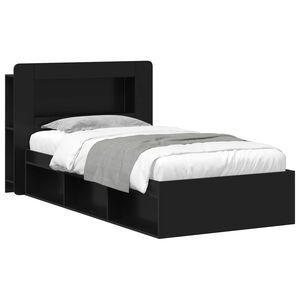 vidaXL Bedframe met opslag Zwart 100 x 200 cm Bewerkt hout