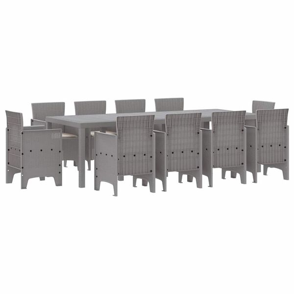 vidaXL Tuin Eetset 11 pcs Lichtgrijs Polypropyleen