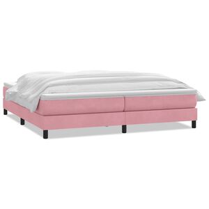 vidaXL Boxspring met matras fluweel roze 180x210 cm