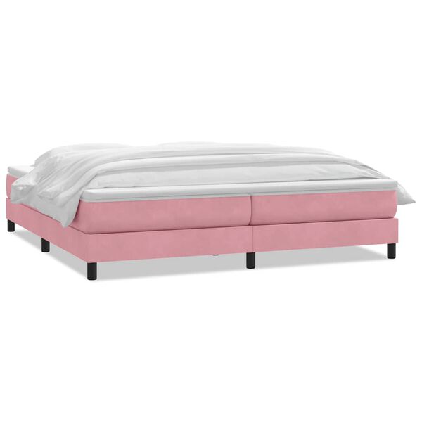 vidaXL Boxspring met matras fluweel roze 180x210 cm