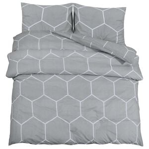 vidaXL Dekbedovertrekset 200x220 cm katoen grijs en wit