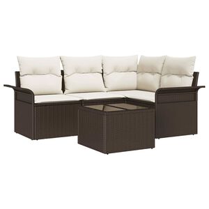 vidaXL Tuin Sofa Set met kussen 5 pcs Bruin poly rattan