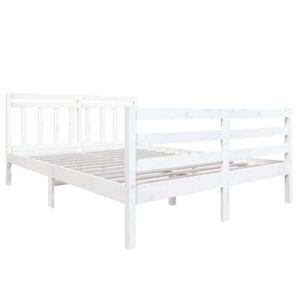 vidaXL Bedframe massief hout wit 135x190 cm