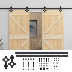 vidaXL Schuifdeur 2 st 80 x 210 cm Massief grenenhout Naturel en Zwart