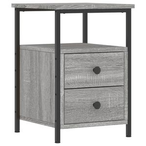 vidaXL Nachtkastje 34x35,5x50 cm bewerkt hout grijs sonoma